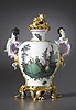A very rare and important Meissen Kändler period porcelain vase marked with the blue crossed swords on the base